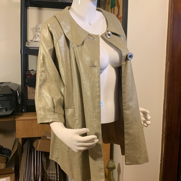 LAL GOLD METALLIC LINEN/COTTON BLEND JACKET SMOCK - Picture 4 of 15